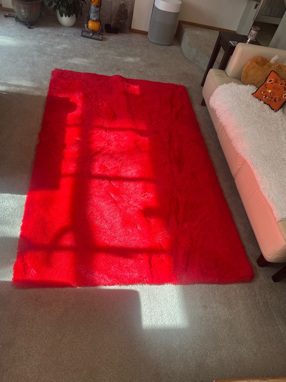 Red Plush Area Rug - Luxurious Soft Floor Accent 60”x 98”